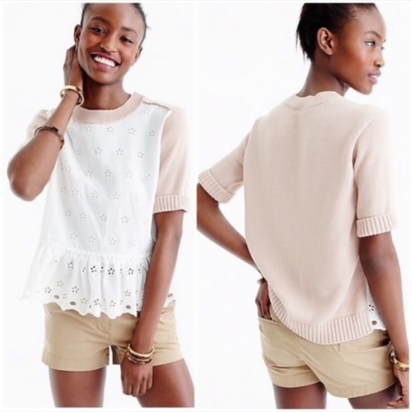 J. Crew Sweaters - J. Crew Colorblock Eyelet Peplum Sweater Sz S {GD}